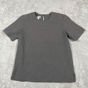 Norm Thompson Portland Gingham Checkered Short Sleeve Top Womens Size S